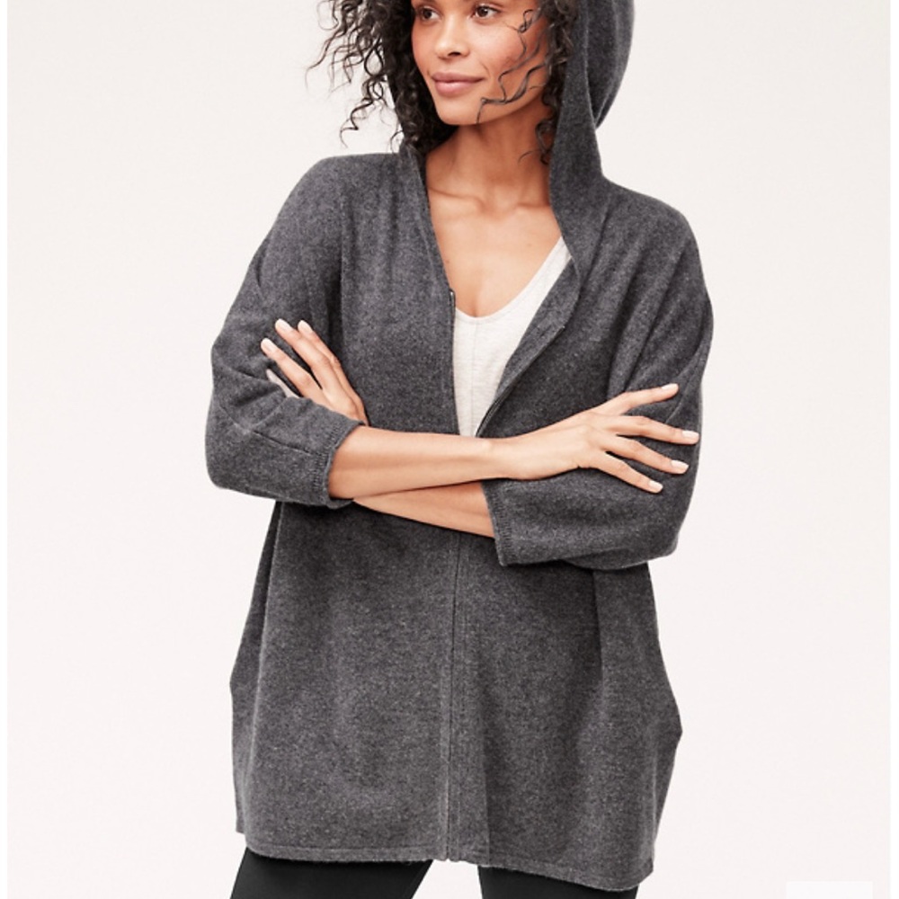 Garnet Hill Cashmere Zip Up Hooded Sweater